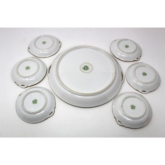 ANTIQUE MORIMURA NIPPON MORIAGE 7 PIECE NUT SERVIN - Picture 2 of 8